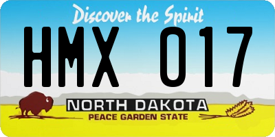 ND license plate HMX017