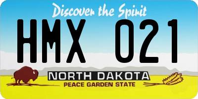ND license plate HMX021