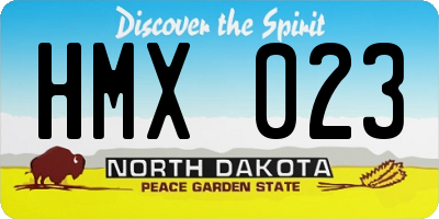 ND license plate HMX023
