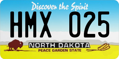 ND license plate HMX025