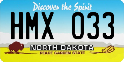 ND license plate HMX033