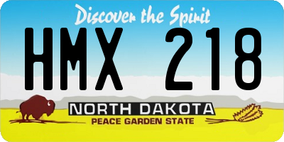 ND license plate HMX218