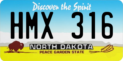 ND license plate HMX316