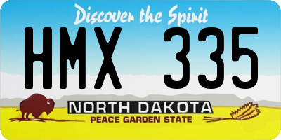 ND license plate HMX335