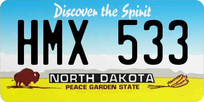 ND license plate HMX533