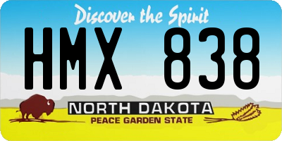 ND license plate HMX838