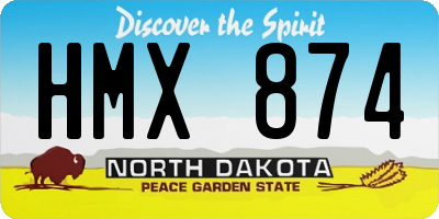 ND license plate HMX874