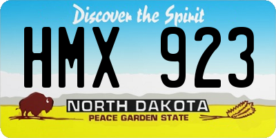 ND license plate HMX923