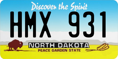 ND license plate HMX931