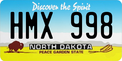 ND license plate HMX998
