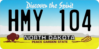 ND license plate HMY104