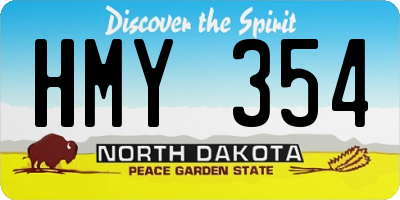 ND license plate HMY354