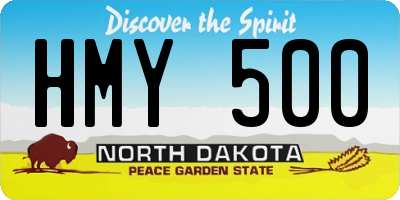 ND license plate HMY500