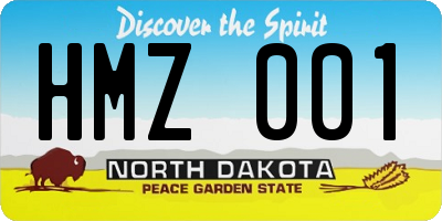 ND license plate HMZ001