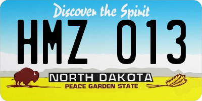 ND license plate HMZ013