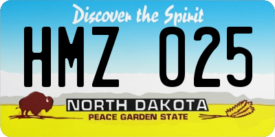 ND license plate HMZ025