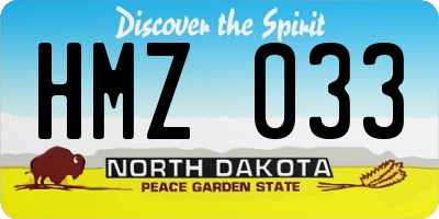 ND license plate HMZ033