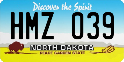 ND license plate HMZ039