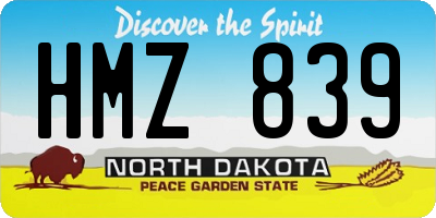 ND license plate HMZ839