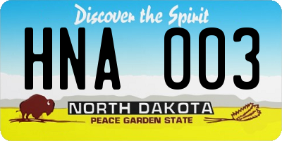 ND license plate HNA003