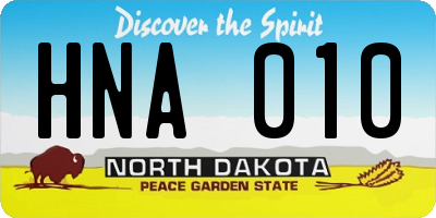 ND license plate HNA010