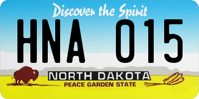 ND license plate HNA015