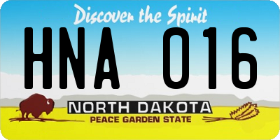 ND license plate HNA016