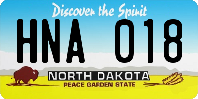 ND license plate HNA018