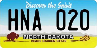 ND license plate HNA020