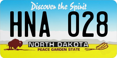 ND license plate HNA028