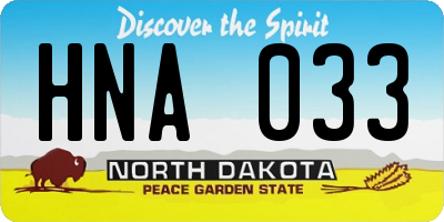 ND license plate HNA033