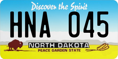 ND license plate HNA045