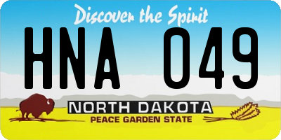 ND license plate HNA049