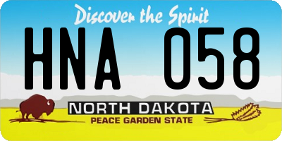 ND license plate HNA058