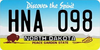 ND license plate HNA098