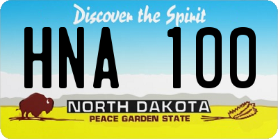 ND license plate HNA100