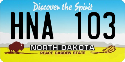 ND license plate HNA103