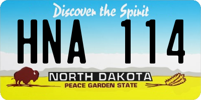 ND license plate HNA114