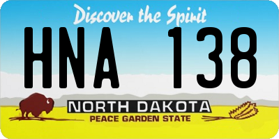 ND license plate HNA138