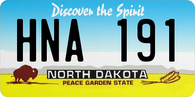 ND license plate HNA191