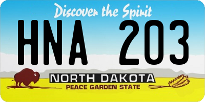 ND license plate HNA203