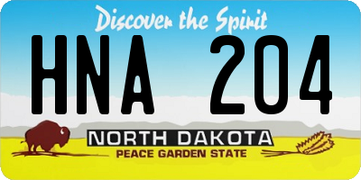 ND license plate HNA204