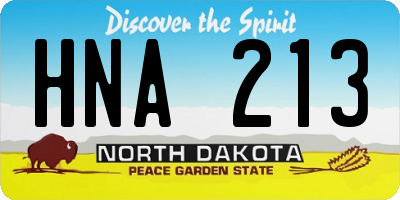 ND license plate HNA213