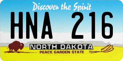 ND license plate HNA216