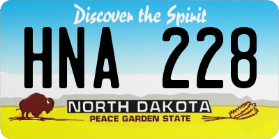 ND license plate HNA228