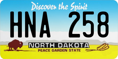 ND license plate HNA258