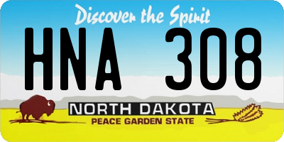 ND license plate HNA308