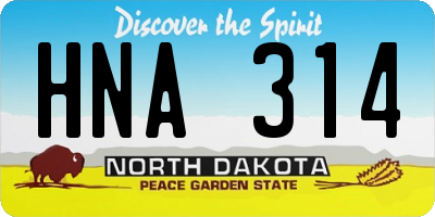 ND license plate HNA314