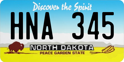 ND license plate HNA345