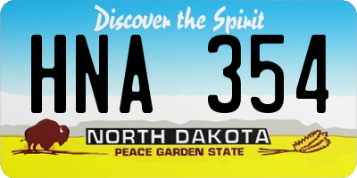 ND license plate HNA354